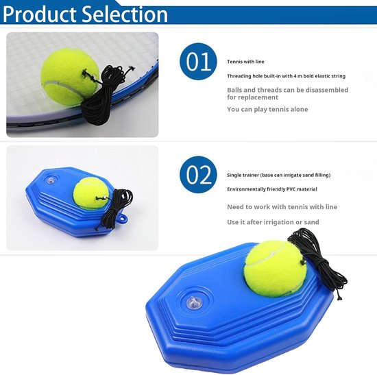 Tennistrainer met bal - Solo tennis trainer - Tennis oefenen - Automatisch rebounder systeem — afbeelding 4