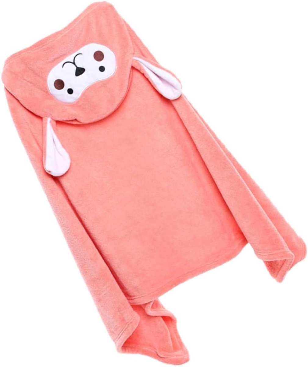 Kinder Badjas met Capuchon - Strandponcho Baby - Na het zwemmen - Zachte Coral Fleece - 140x70cm - Roze