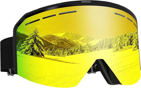 Skibril Over Bril - Wintersport Bril - Bescherming Sneeuw - UV 400 Anticondens - Unisex Volwassene - Zwart