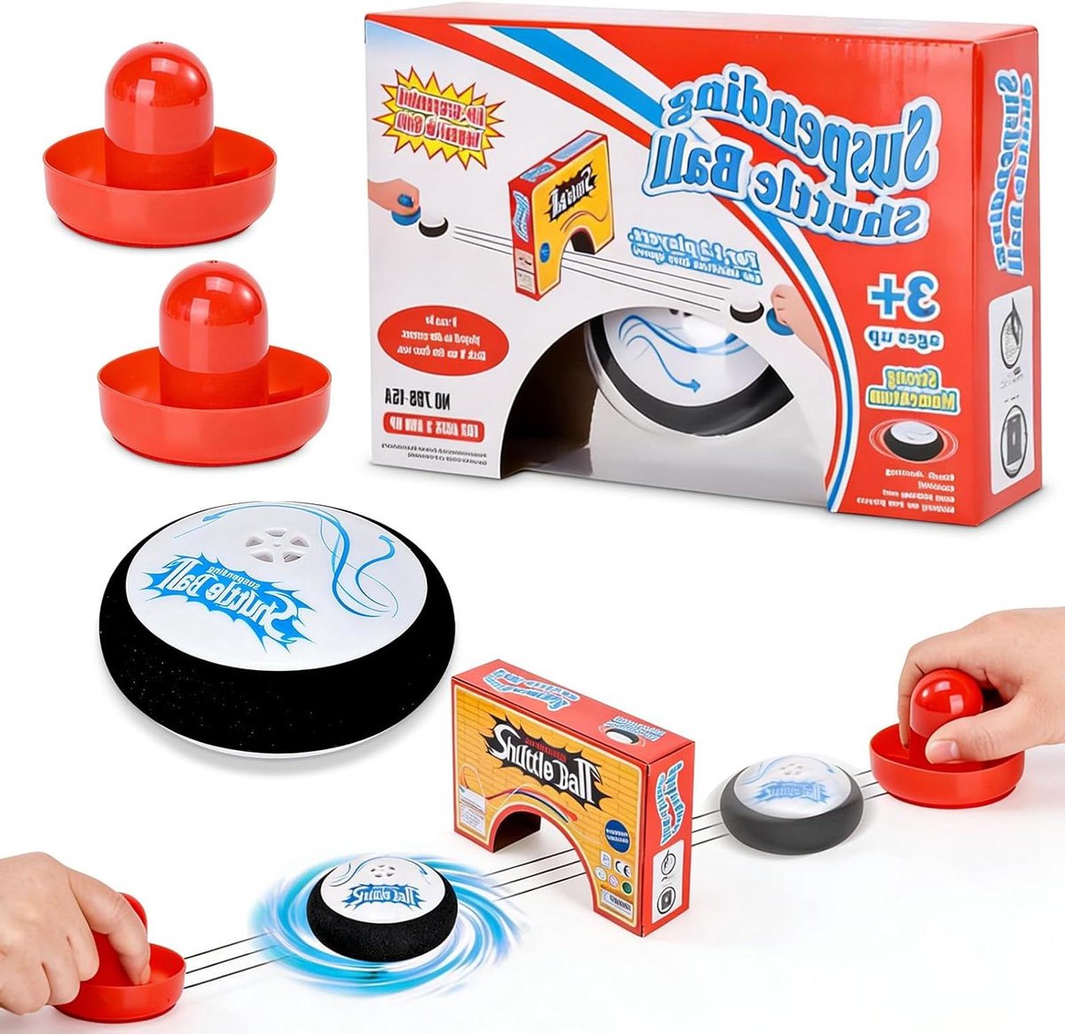 Air Hockey Set - Draagbaar Tafelspel - Gezellig Spelen - Zwevende Puck Technologie - 10 cm - Rood