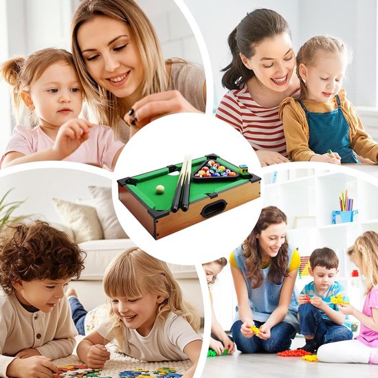 Miniatuur Biljarttafel - Compact Spel - Familie Plezier - Direct Speelklaar - 36 cm - Groen — afbeelding 2