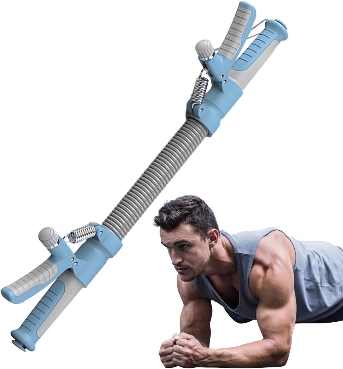 Borst en Armtrainer - Krachttrainer Handtang - Bovenlichaam Trainen - Verstelbare Weerstand - 52 cm - Blauw