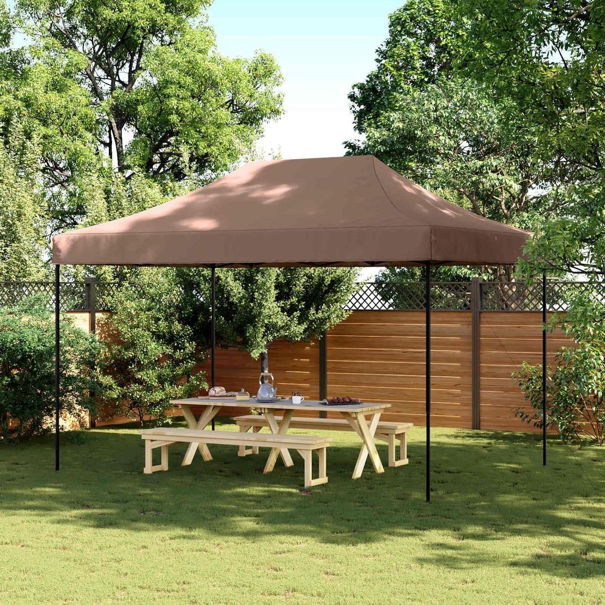 Partytent - Feest tent Tuinpaviljoen - Buitenfeesten Organiseren - Waterafstotend Oxford Weefsel - 279 x 410 x 315 cm - Bruin