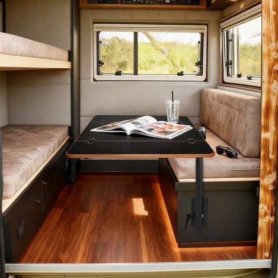 Allero Opklapbare Tafel - Opklaptafel - Campingtafel - Draaibaar - Ruimtebesparend - Caravan - Boot - Camper - Zwart - 59,5x58 CM — afbeelding 2