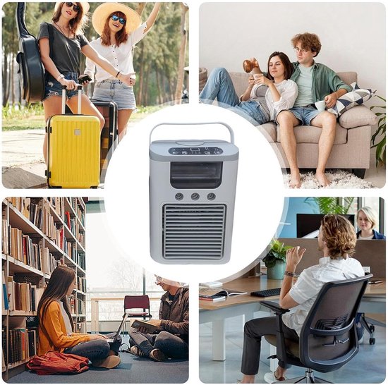 Koelventilator - Luchtkoeler - Persoonlijke Koeling - Met Sproeinevel - Compact Formaat - Grijs — afbeelding 4