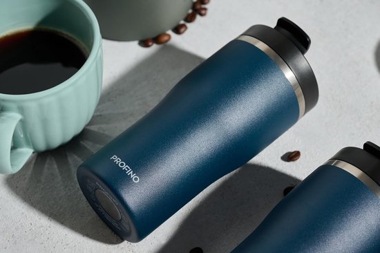 Thermo To Go beker - Koffiebeker RVS - Drinken onderweg - Lekvrij dubbel sluitsysteem - 05 liter - Blauw — afbeelding 5