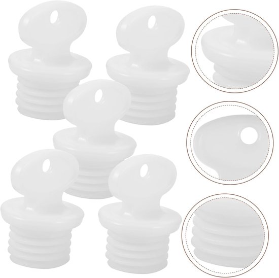 Kruikstoppers - Vervangende doppen - Warmtekussens - Lekvrije afsluiting - 5 stuks - Wit — afbeelding 2