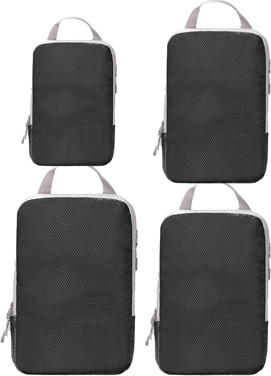 Compressiezakken Reizen - Reisorganisatoren Set - Koffer Opbergen - Ruimte Optimaliserend - 4 Stuks - Zwart