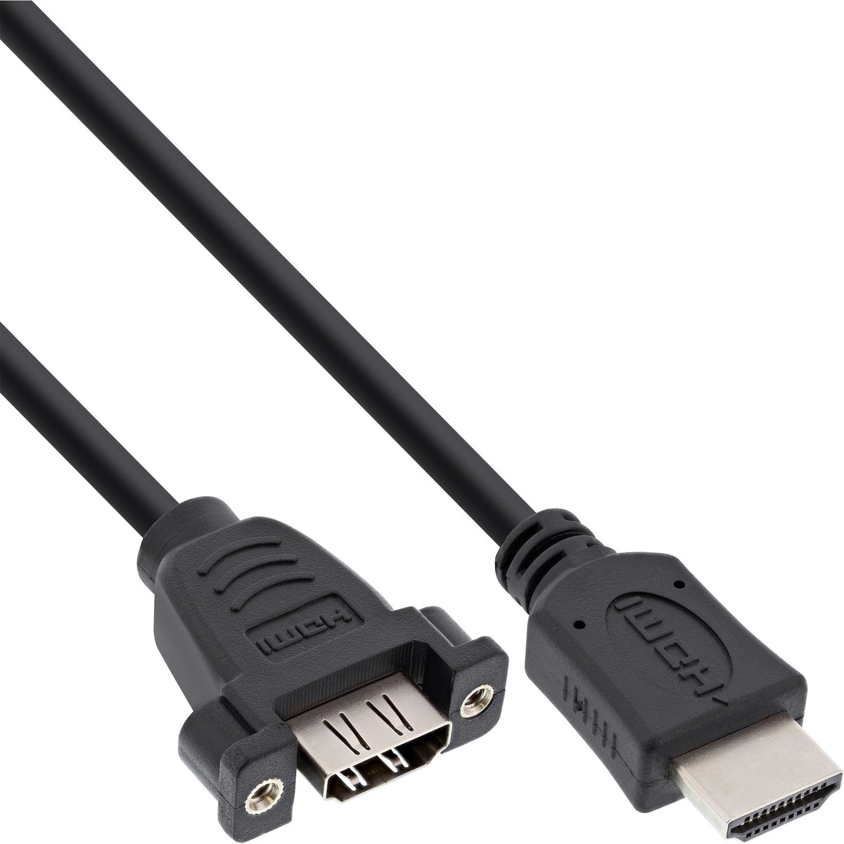 InLine® HDMI 4K60Hz-adapterkabel voor installatie, HDMI A male / female, 0,6 m