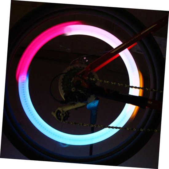 LED Wielverlichting Fiets - Band Ventieldopjes - Veilig Zichtbaar Rijden - Automatische Bewegingsactivatie - 5 Stuks - Zilver — afbeelding 3