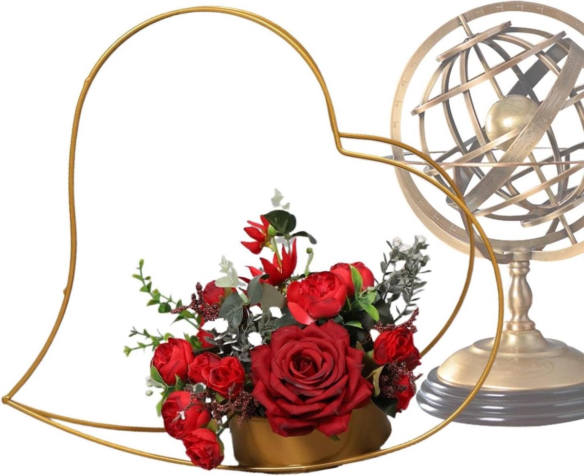 Gouden Vazen - Bloemen Manden - Bruiloft Decoratie - Hartvormig Ontwerp - 40x35x17 cm - Goud