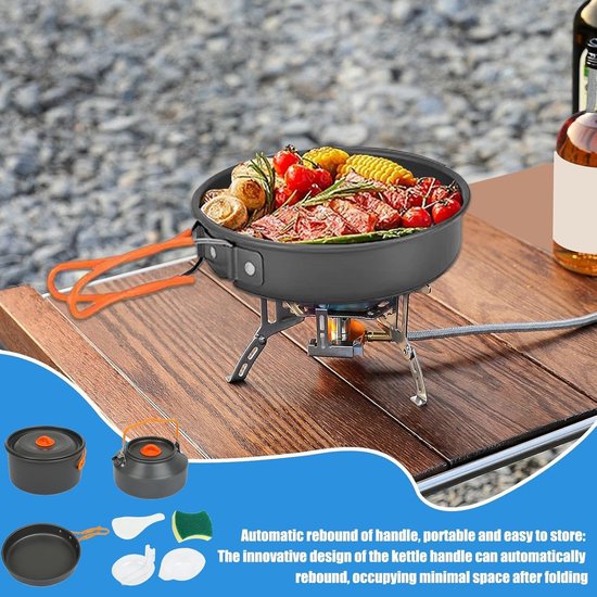 Kampeer kookset - Outdoor pot - Buiten koken - Hittebestendig ontwerp - Compact en draagbaar - Zwart — afbeelding 4