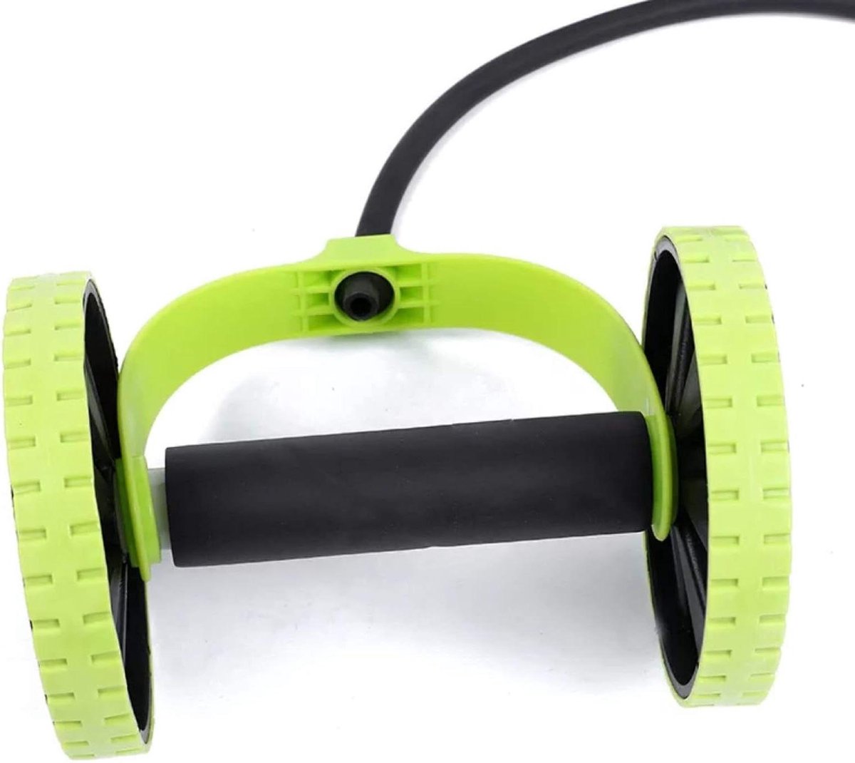 Buikspierroller - Fitnesswiel - Thuis Trainen - Dubbele Wielen - Compact - Zwart