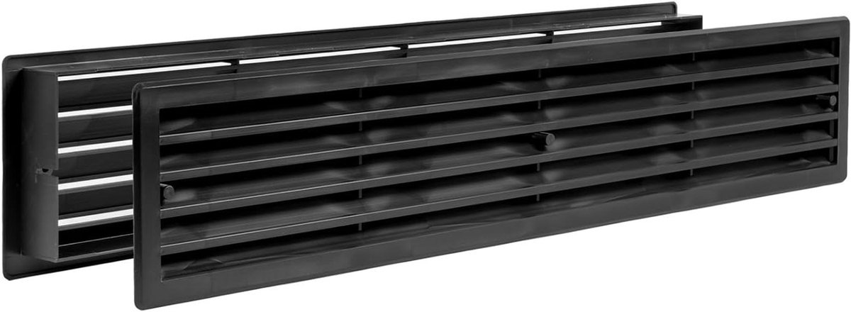 Deur Ventilatie rooster - Luchtregister Deur - Luchtcirculatie Verbeteren - Dubbelzijdig Ontwerp - 45 cm x 9.2 cm - Zwart