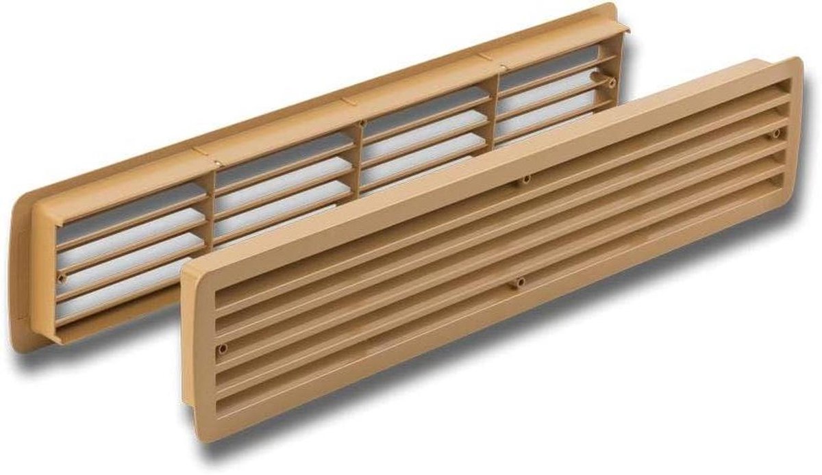 Ventilatierooster Deur - Kunststof Rooster - Luchtcirculatie Verbeteren - Duitse Productie - 457 mm x 92 mm - Beuken