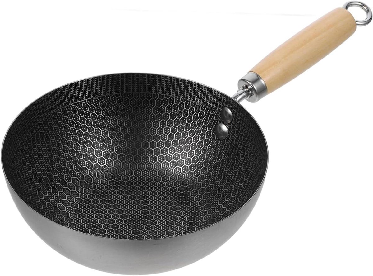 Wok Pan - Koekenpan Koekepan - Eieren Bakken - Honingraat Structuur - 20 cm - Zilver