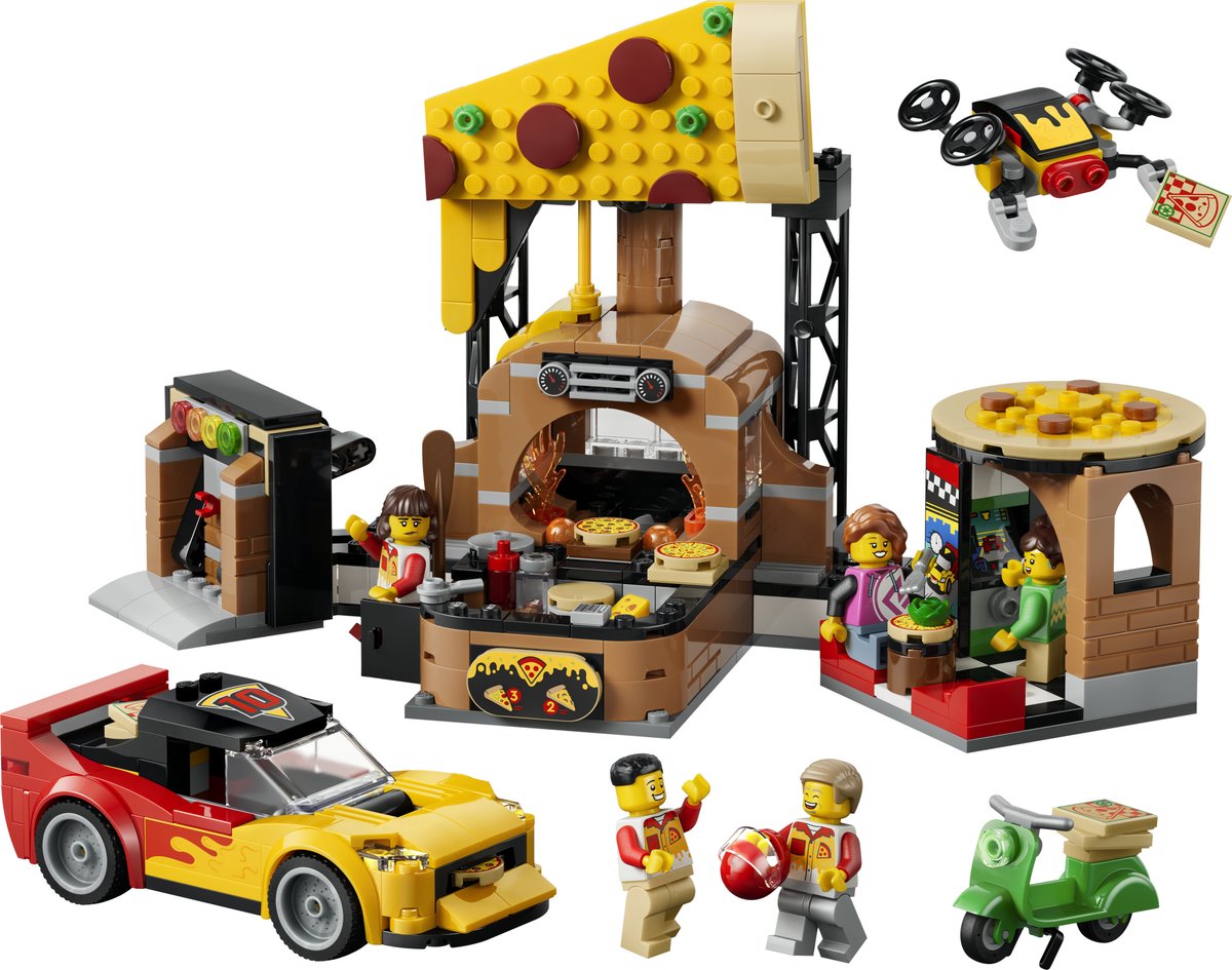 LEGO City Pizzacentrale met Voertuigen Pizza Speelgoed voor Kinderen 60496 — afbeelding 4