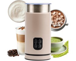 Elektrische Melkschuimer 4-in-1 Melkschuimer Melkschuimer voor koud schuim, matcha, cacao en latte macchiato (Beige Cream)