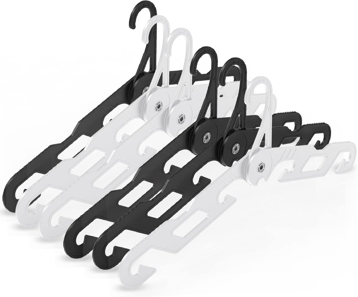 Opblaasbare Kledinghangers - Reishangers - Ruimtebesparend - Anti-slip - Voor Drogen van Wasgoed op Reis - Compact - Set van 6 - Zwart en Wit - van Imperatoris