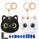 Porte-clés AirTag 2 pièces - Porte-clés et support Apple Air Tag 2 - Porte-clés mousqueton rond - Étui à clés - Porte-clés de voiture - Étui compatible avec Android, traceur Samsung - Chat, chien, enfant, valise, étui GPS Smarttag 2 pour vélo