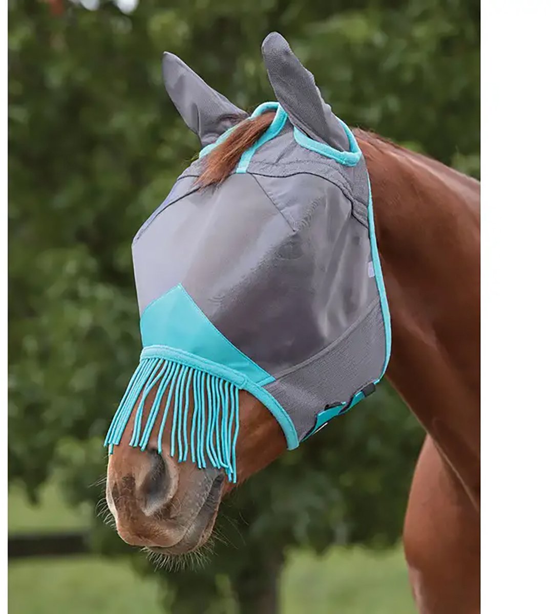 Weatherbeeta Vliegenmasker Weatherbeeta Deluxe Fine Ears&tassels Grijs-turquoise - PAARD