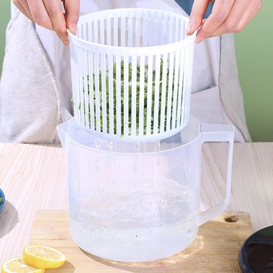 Slacentrifuge - Groentewasmachine Fruitdroger - Salades Maken - Ergonomische Handgreep - 22 x 17 x 18.5 cm - Zwart van Merkloos — afbeelding 4