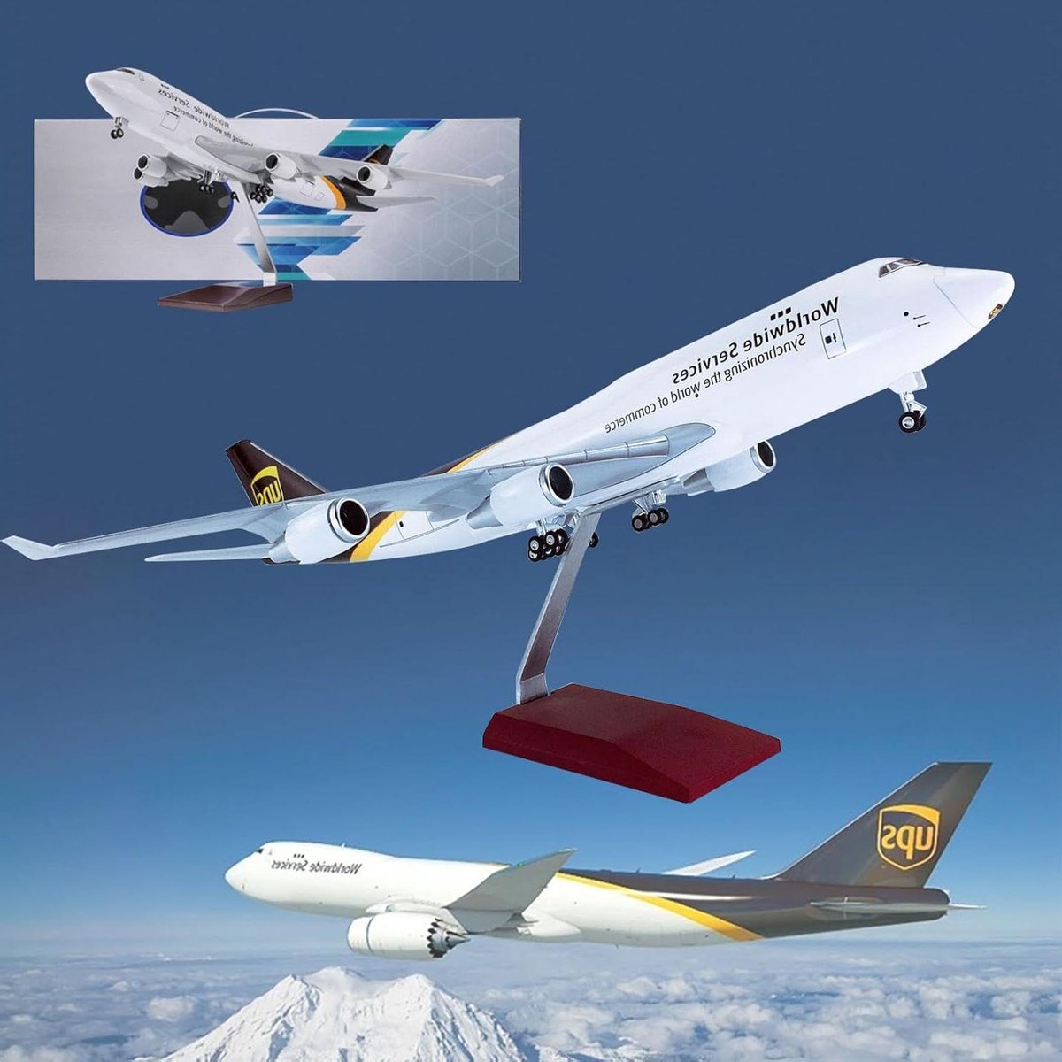 Vliegtuig Model UPS B747 - Schaalmodel Jet Vliegtuig Collectible - Verzamelen en Decoratie - Gedetailleerd Hars Model - 185 inch