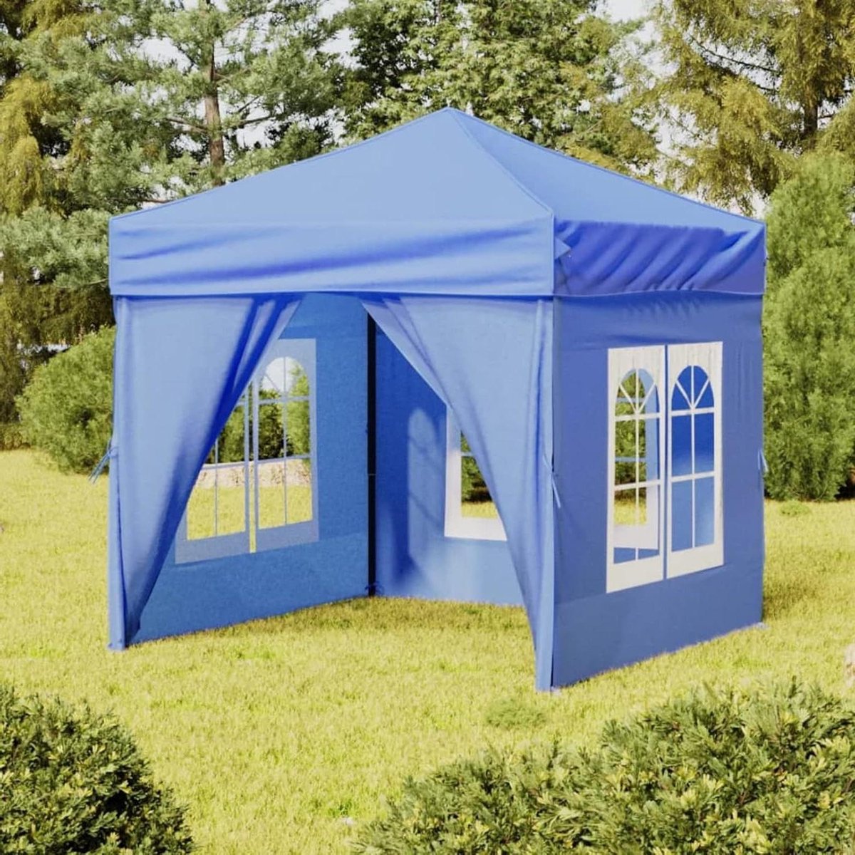 Partytent Opvouwbaar - Paviljoen Zijwanden - Feestelijke Bijeenkomsten - UV-bestendig Waterafstotend - 1975 x 1975 x 234 cm - Blauw