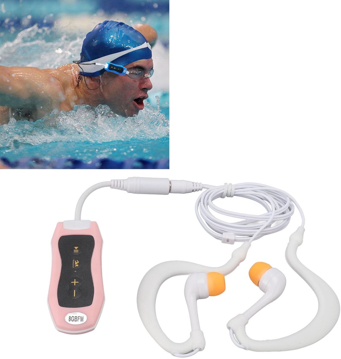 aladdien - Waterdichte MP3-speler - Onderwater MP3-speler voor Zwemmen - Oplaadbaar en IPX8 - 8GB - Geschikt voor Duiken en Hardlopen - Premium Kwal...