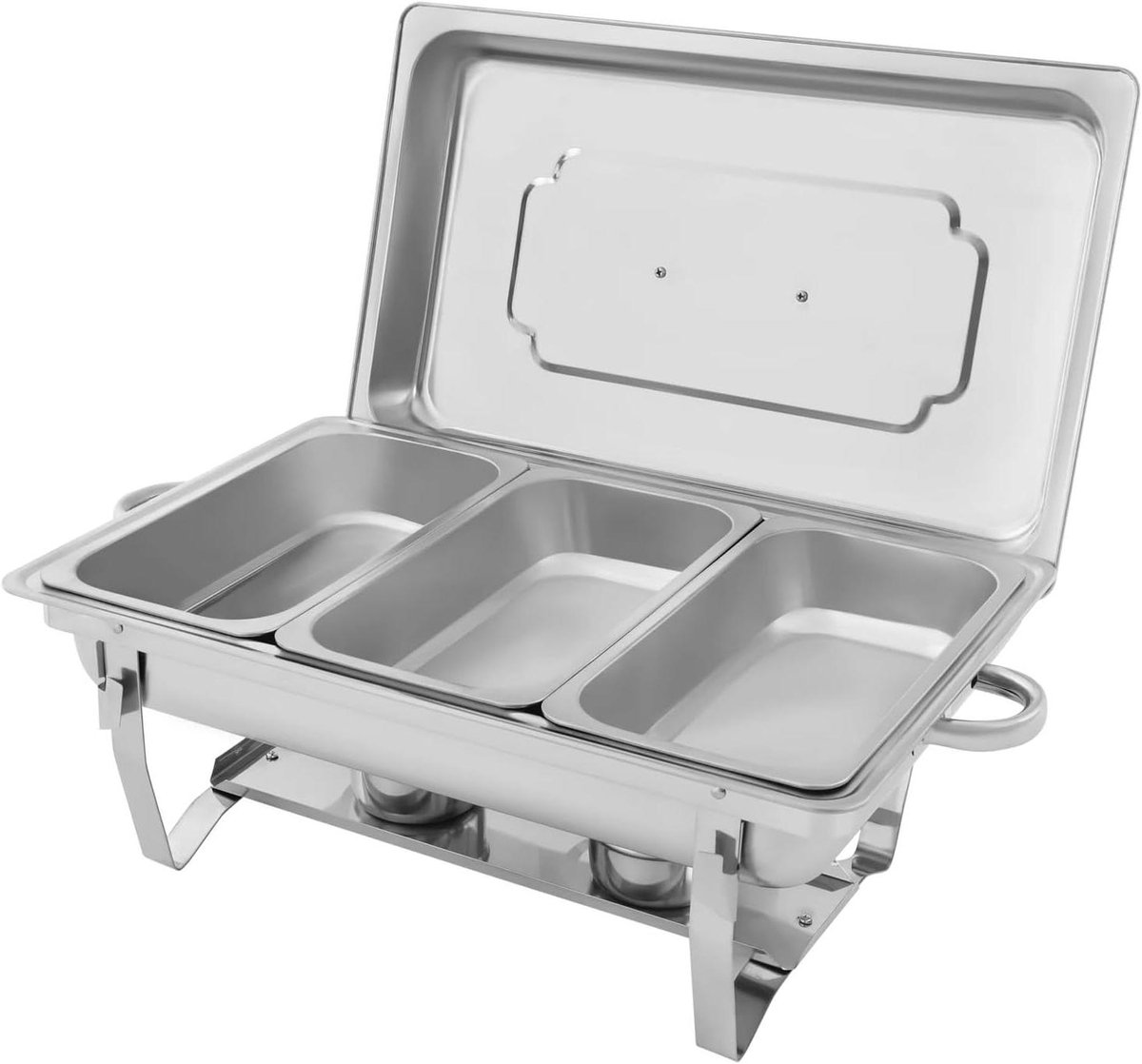 Warmhoud Dienblad - Buffet Server - Voedsel Warm Houden - Gelijkmatige Warmteverdeling - 3 x 3 liter - Zilver