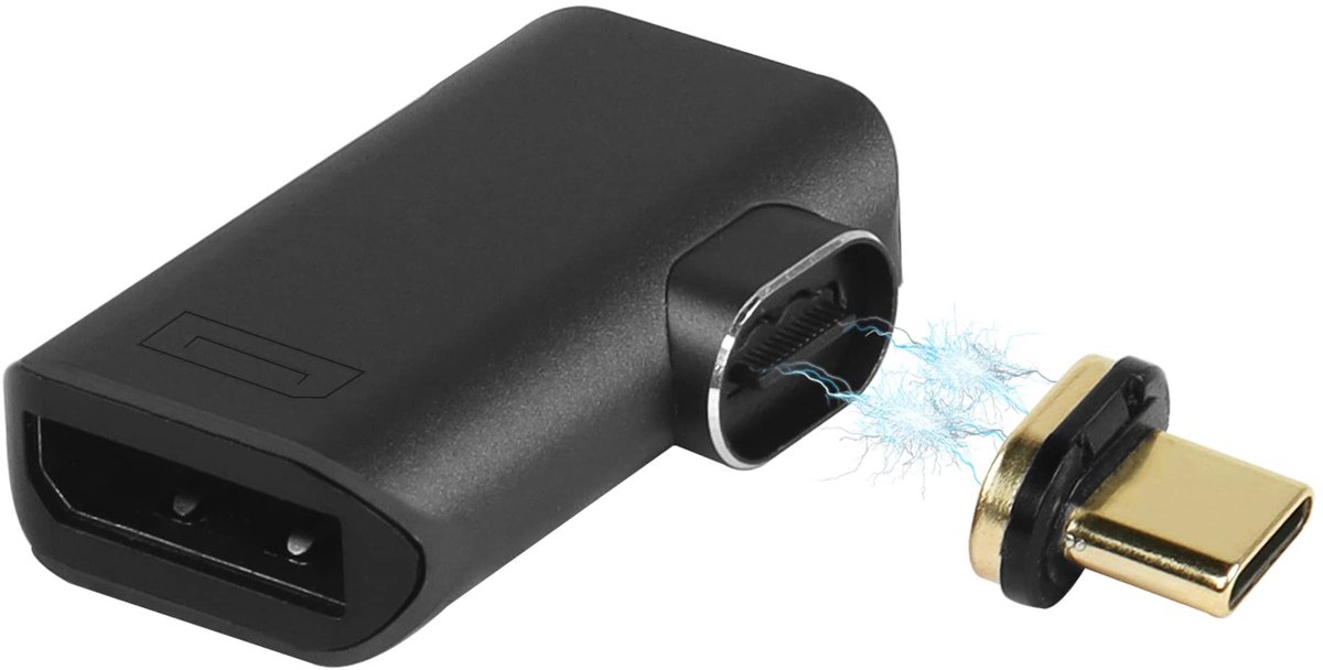 QIANRENON USB C naar DP Magneet Adapter - 90 Graden Hoek - 8K@60Hz Video Converter