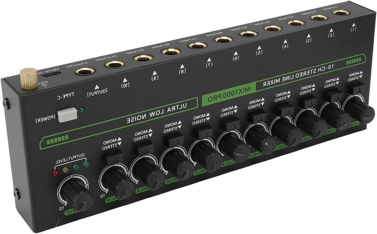 Stereo Sound Mixer - Audio Interface Mengpaneel - Muziek Maken - 10 Kanaals Ingangen