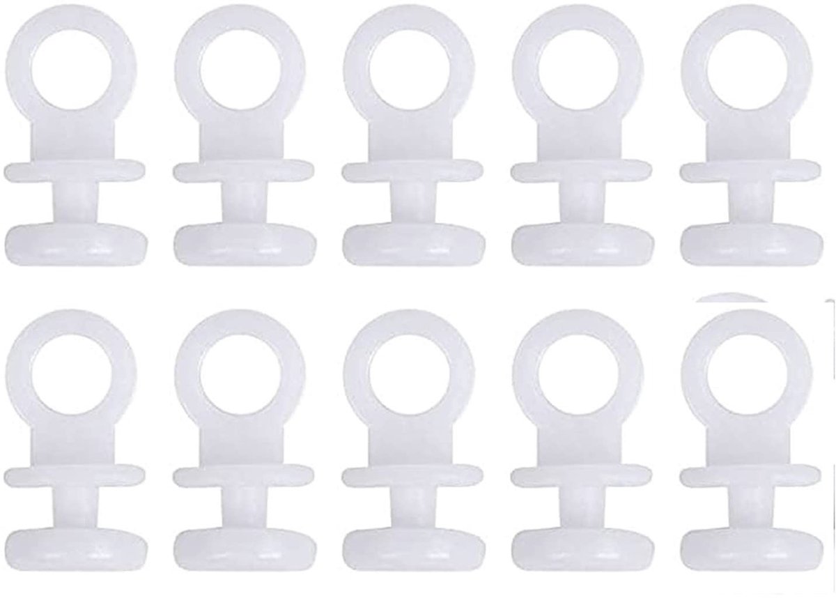 Set van 100 witte plastic gordijnrail haken voor 9mm rails - Young Wolf