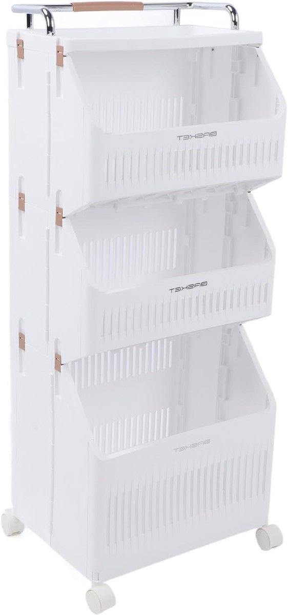 Opbergkar - Rolley Trolley - Ruimte Organiseren - Vergrendelbare Wielen - 41 x 39 x 22 cm - Wit