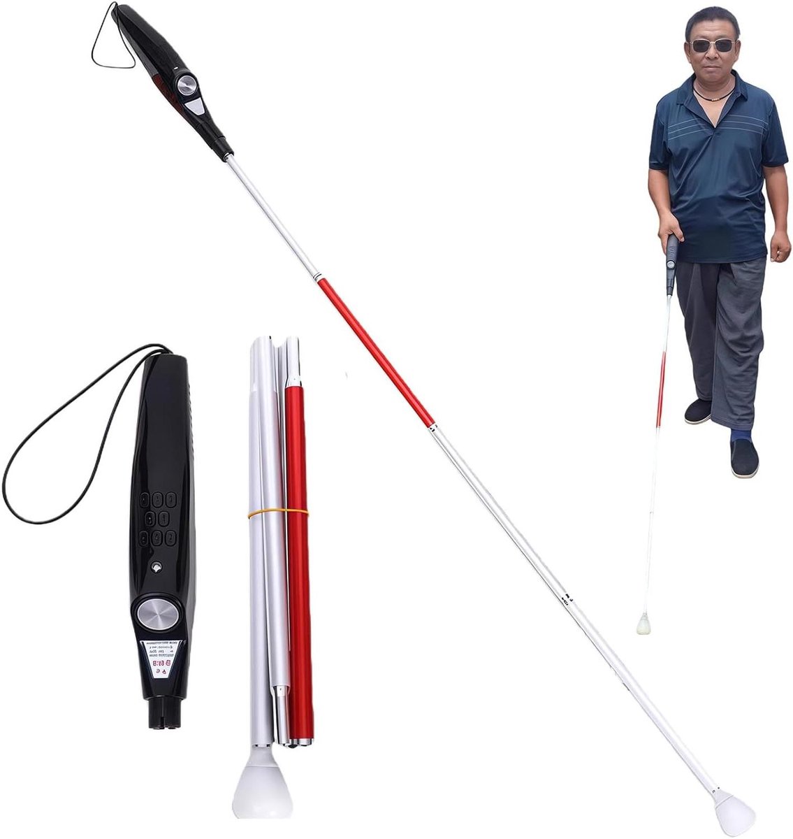 Telescopische Blindstok - Wandelstok Blinden - Veilige Navigatie - Obstakeldetectie met Spraak - 128 cm - Wit