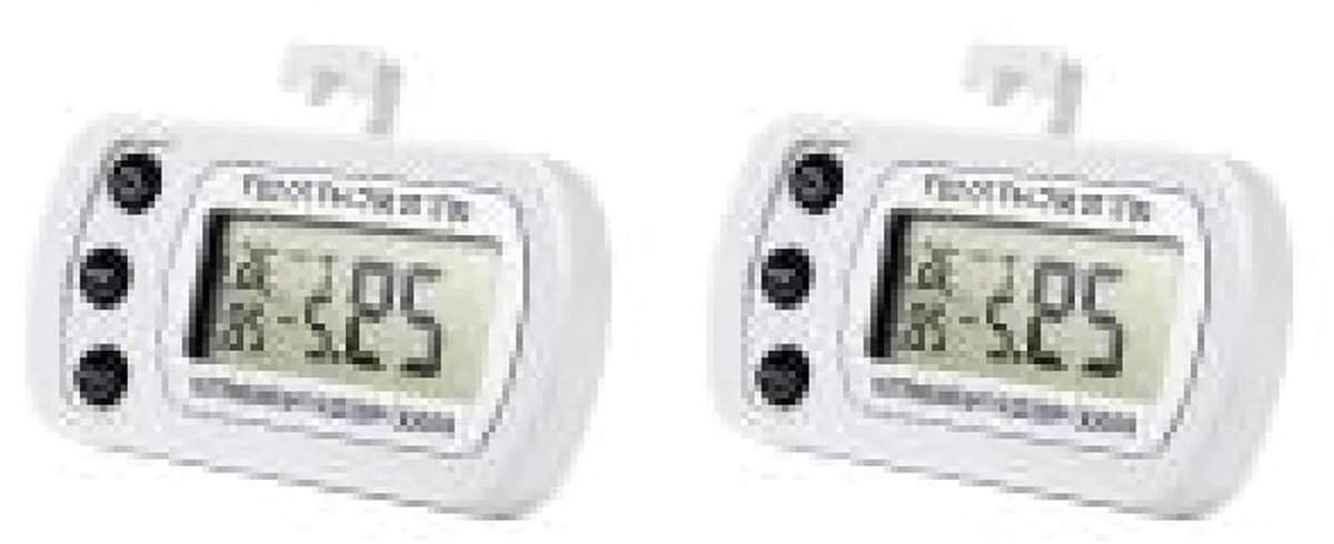 Koelkastthermometer Vriezerthermometer - Digitale Temperatuurmeter Hygrometer - Voedselveiligheid Bewaken - Max Min Registratie - -20°C tot 50°C - Wit