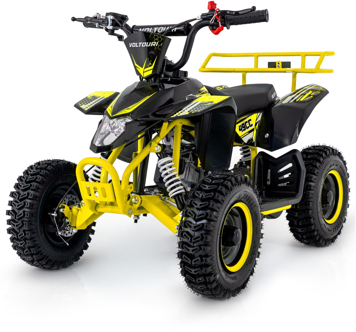 VOLTOURI ATV49-YELLOW-6 Mini Quad 49cc - Kinder Quad Benzine - 6 Inch Offroad - Geel