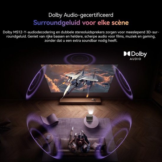Blackview PV1000 Max Beamer - 18000 Lumens-1080P FHD-4K Decodering-Dolby Audio-VIDAA OS-360° Gimbal- Netflix YouTube Disney+- Thuiscinema Buiten-Spelmodus-TOF Autofocus
