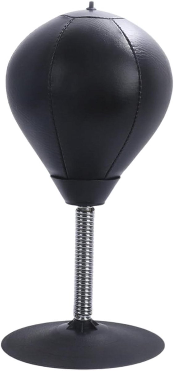 Desktop Bokszak - Stressbal Bureau - Stress Verminderen - Sterke Zuignap - 37 cm Hoog - Zwart