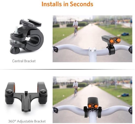 VHV - Fietsverlichting Set USB Oplaadbaar - LED Voorlicht en Achterlicht voor Fiets - 300 lumen, 2200 mAh accu, 6 LED, waterbestendig ontwerp, slimme sensor - voor Mountainbike, Racefiets, Stadsfiets, E-bike en Woon-Werkverkeer — afbeelding 5