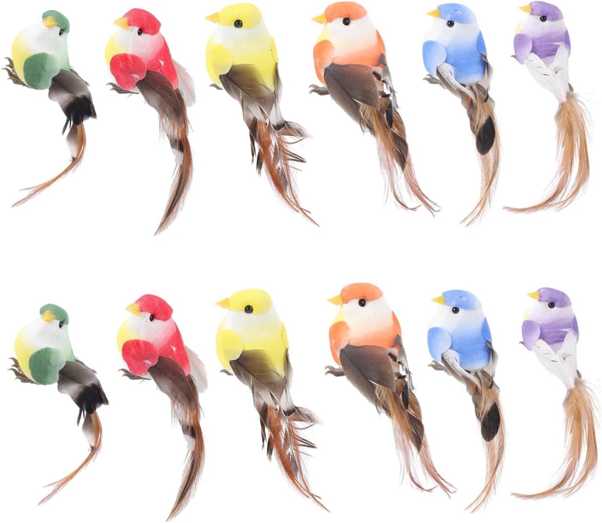 Kunstmatige Vogels - Schuimvogels Ornamenten - Feestdecoratie - Levensecht Ontwerp - 11.5 cm - Gekleurd
