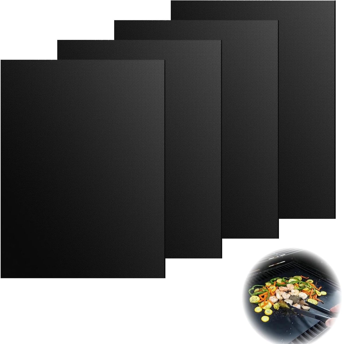 Herbruikbare en duurzame bakmatten, 4-delige set, ideaal voor gasgrill, elektrische oven en luchtoven, 400 x 330 mm
