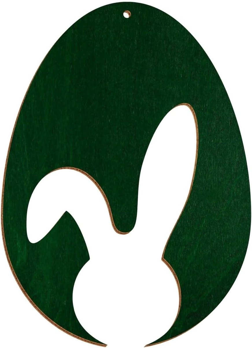 Houten Paasei - Decoratie Ei - Paasdecoratie - Gegraveerd Design - 37 cm Hoog - Donkergroen