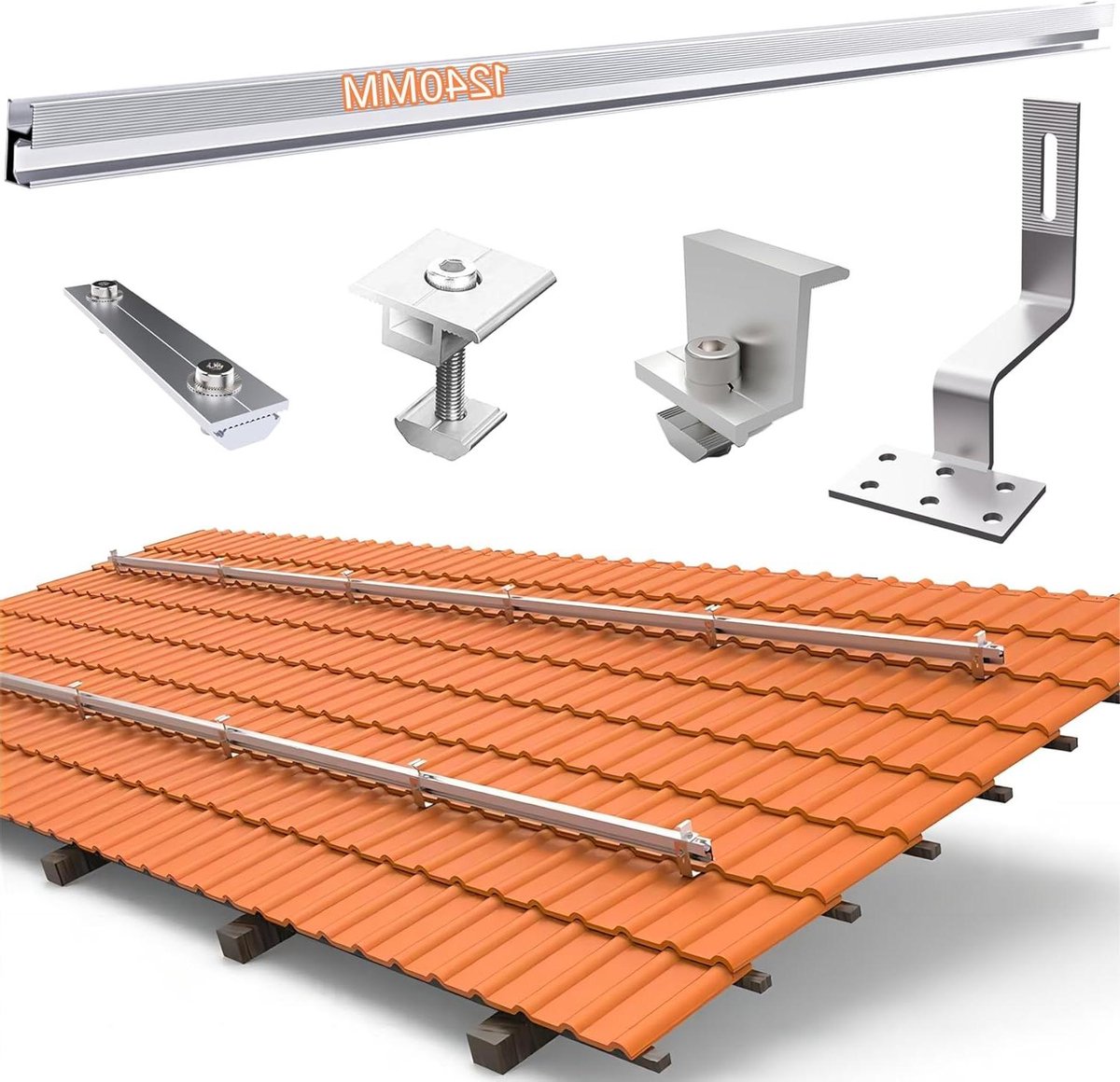 Montageset Zonnepanelen - Paneelhouder Dak - Dakmontage Zonnepanelen - Voor Baksteen Daken - 3 Panelen 40mm - Zilver