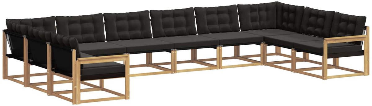 vidaXL Buiten - bank - set - 10 - st - 10-zits - Wit - en - zwart Wit en zwart