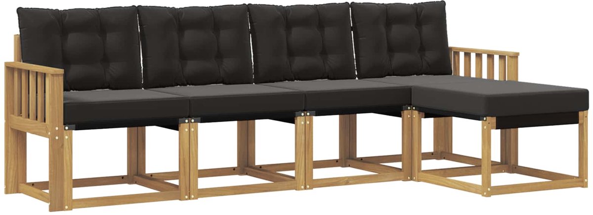 vidaXL Buiten - bank - set - 5 - st - 5-zits - Wit - en - zwart Wit en zwart