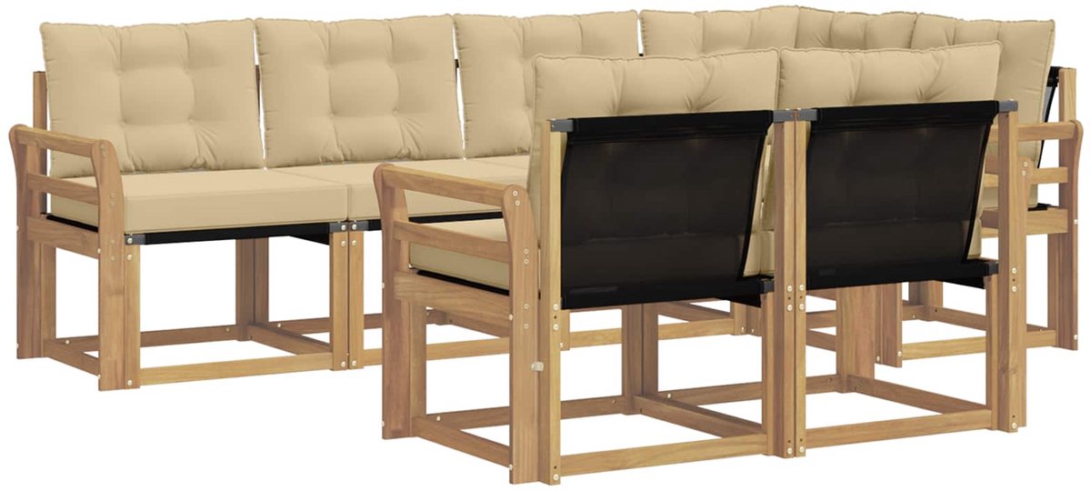vidaXL Buiten - bank - set - 7 - st - 7-zits - Wit - en - Beige Wit en Beige