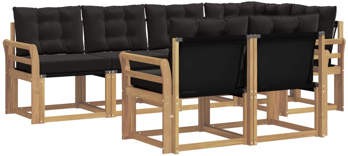 vidaXL Buiten - bank - set - 7 - st - 7-zits - Wit - en - zwart Wit en zwart