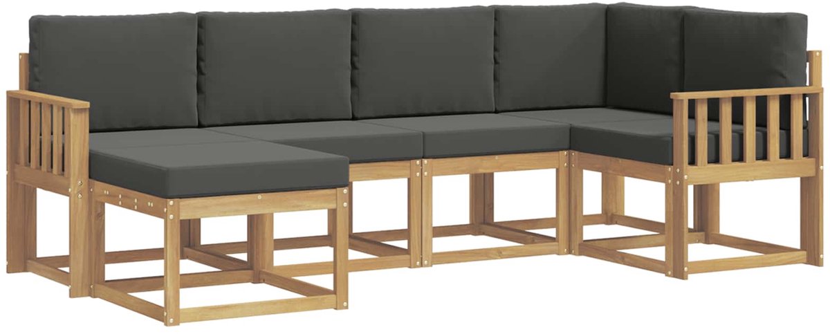 vidaXL Buiten - bank - set - 6 - st - 6-zits - Wit - en - antracietkleurig - Polyester Wit en antracietkleurig
