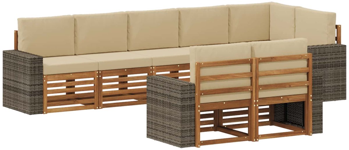 vidaXL Buiten - bank - set - 8 - st - 8-zits - Natuurlijk - en - Beige Natuurlijk en beige